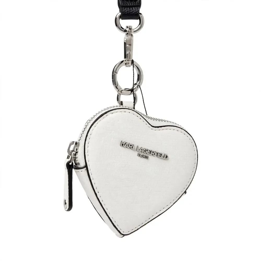 Karl Lagerfeld Paris White Black Satchel Tote Bag Charm NWT
